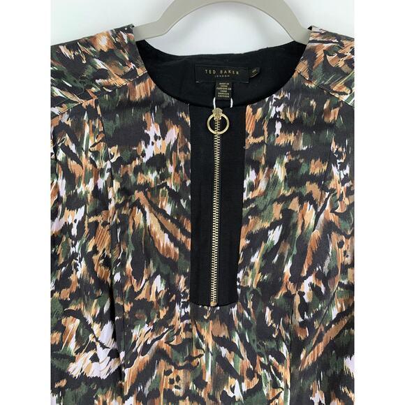 Ted Baker Holiiy Urban Printed Mini Dress Khaki Womens Size 2 Ted Size 0 New - Picture 6 of 12